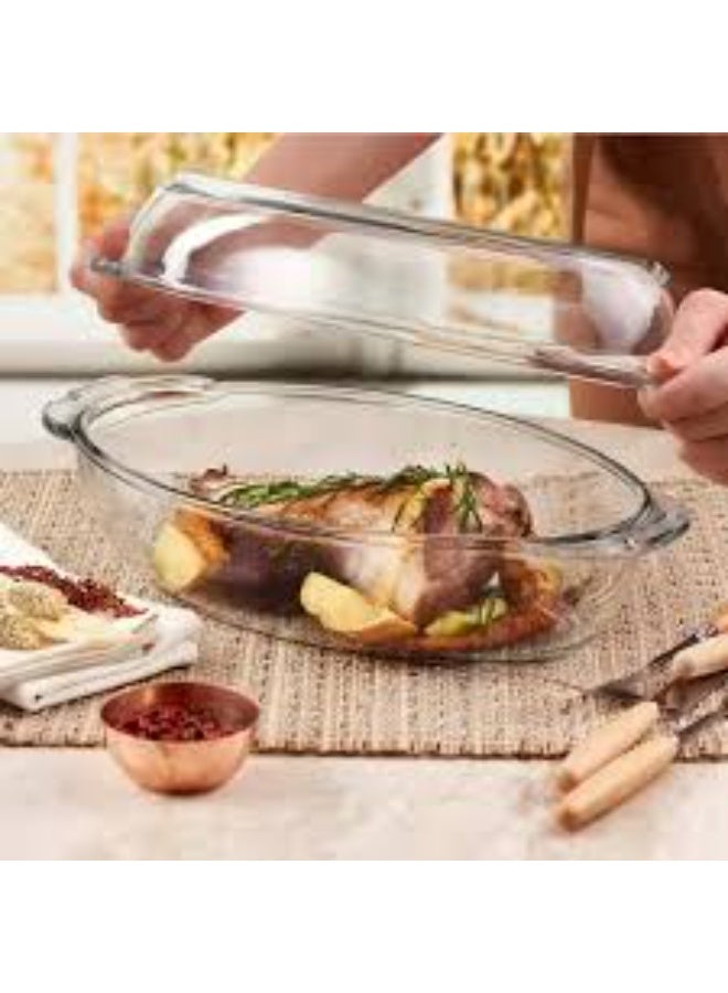 Borcam 59022 Paşabahçe Borcam Oval Glass Casserole with Lid – 2250cc - Image 4